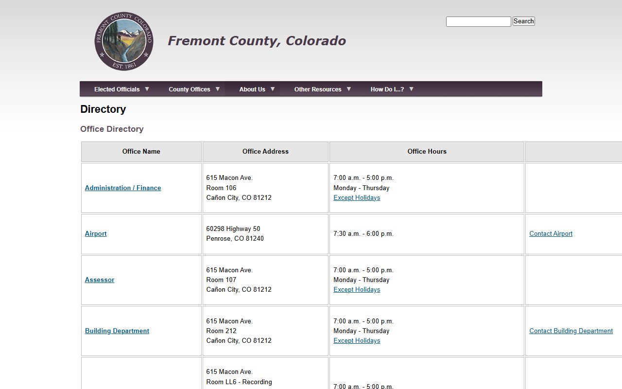 Fremont County inmate population sheriff directory contact