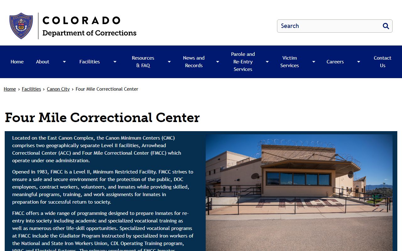 CDOC Four Mile Correctional Center profile and East Canon visiting information