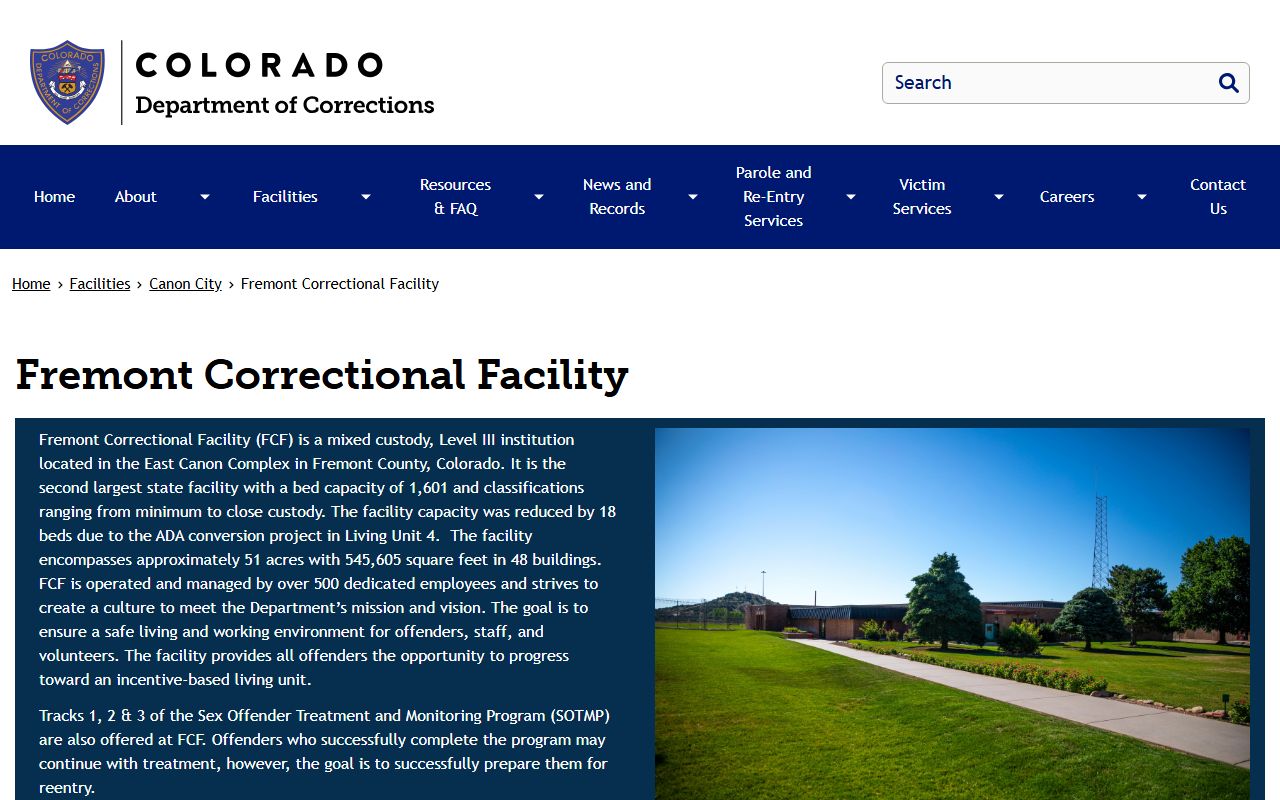 CDOC Fremont Correctional Facility profile and visiting information