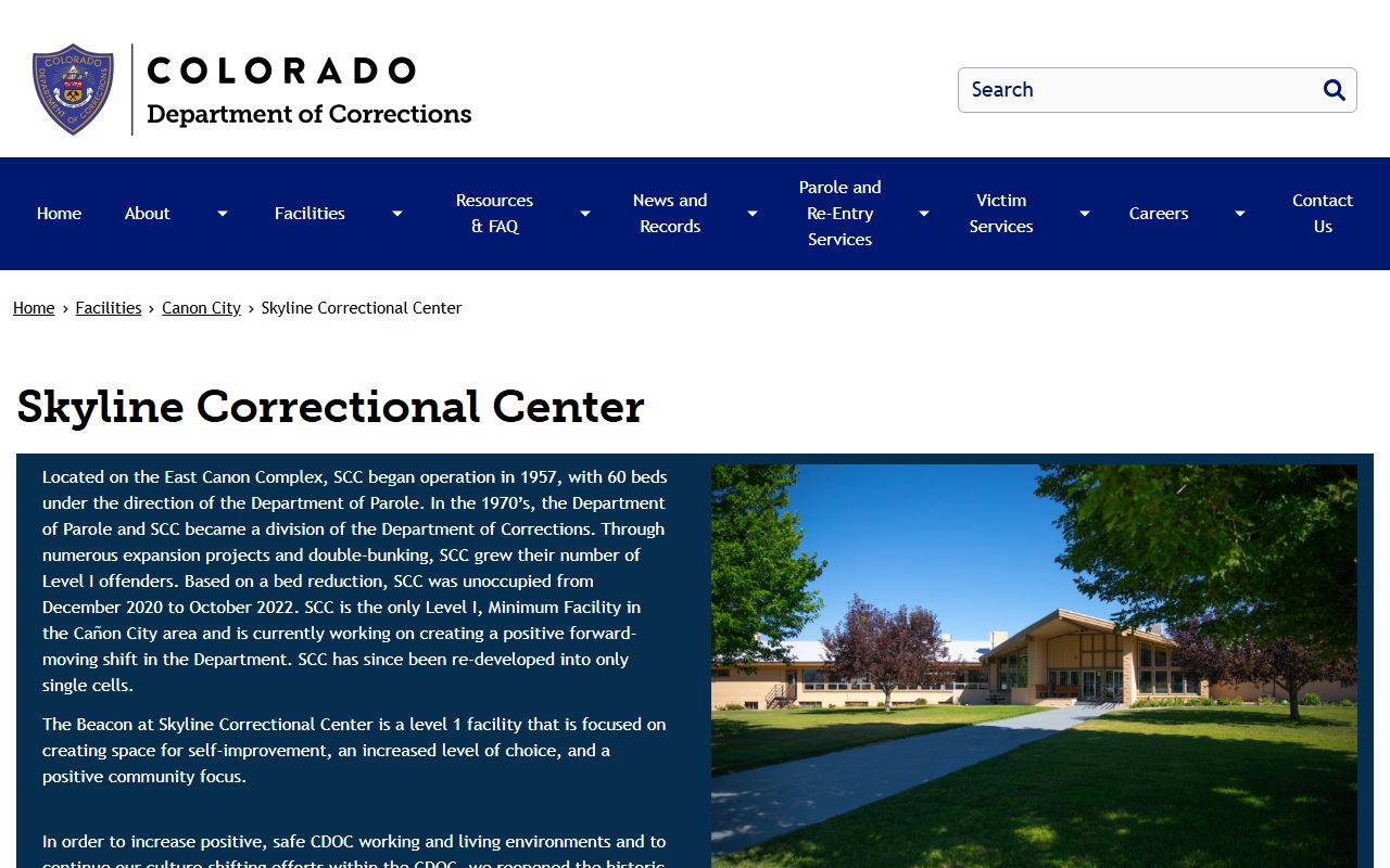 CDOC Skyline Correctional Center and The Beacon facility profile